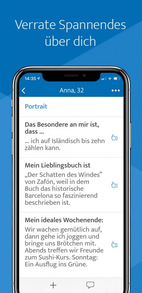 ElitePartner Profil Ausschnitt auf dem Handy