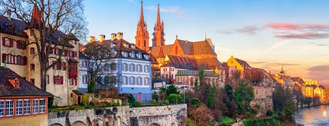 Panorama von Basel als Motivation um Singles zu treffen